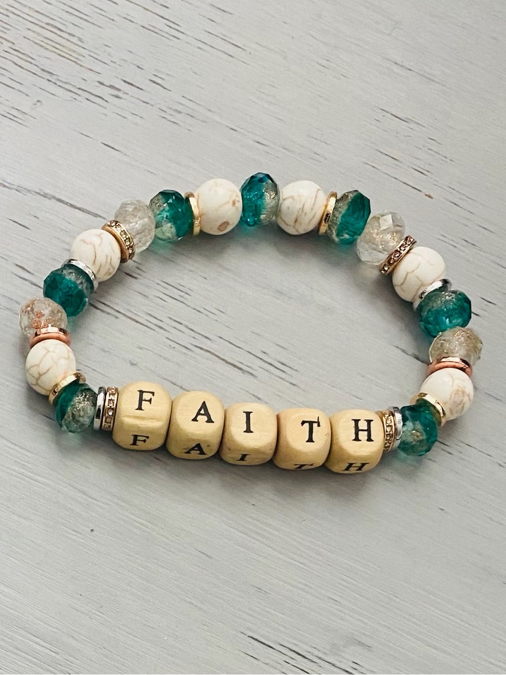 Beaded Word Bracelet - Loved / Faith / Grace / Hope / Trust (Assorted Colors)